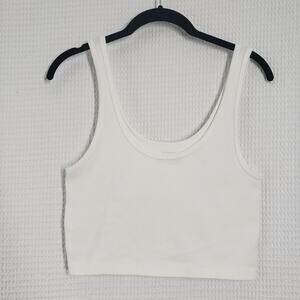 No Boundaries Crop Top Womens XL White Ribbed Summer Casual Streetwear